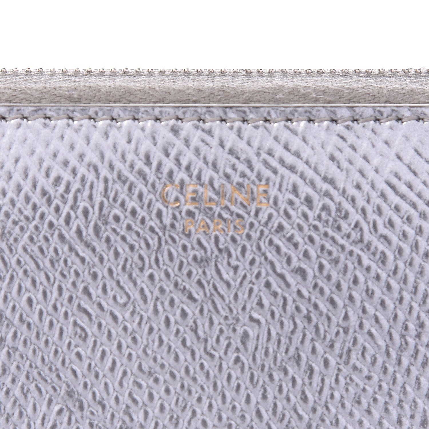 Celine Laminated Grained Calfskin Compact Zipped Wallet Silver 6 of 8
