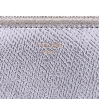 Celine Laminated Grained Calfskin Compact Zipped Wallet Silver 6 of 8