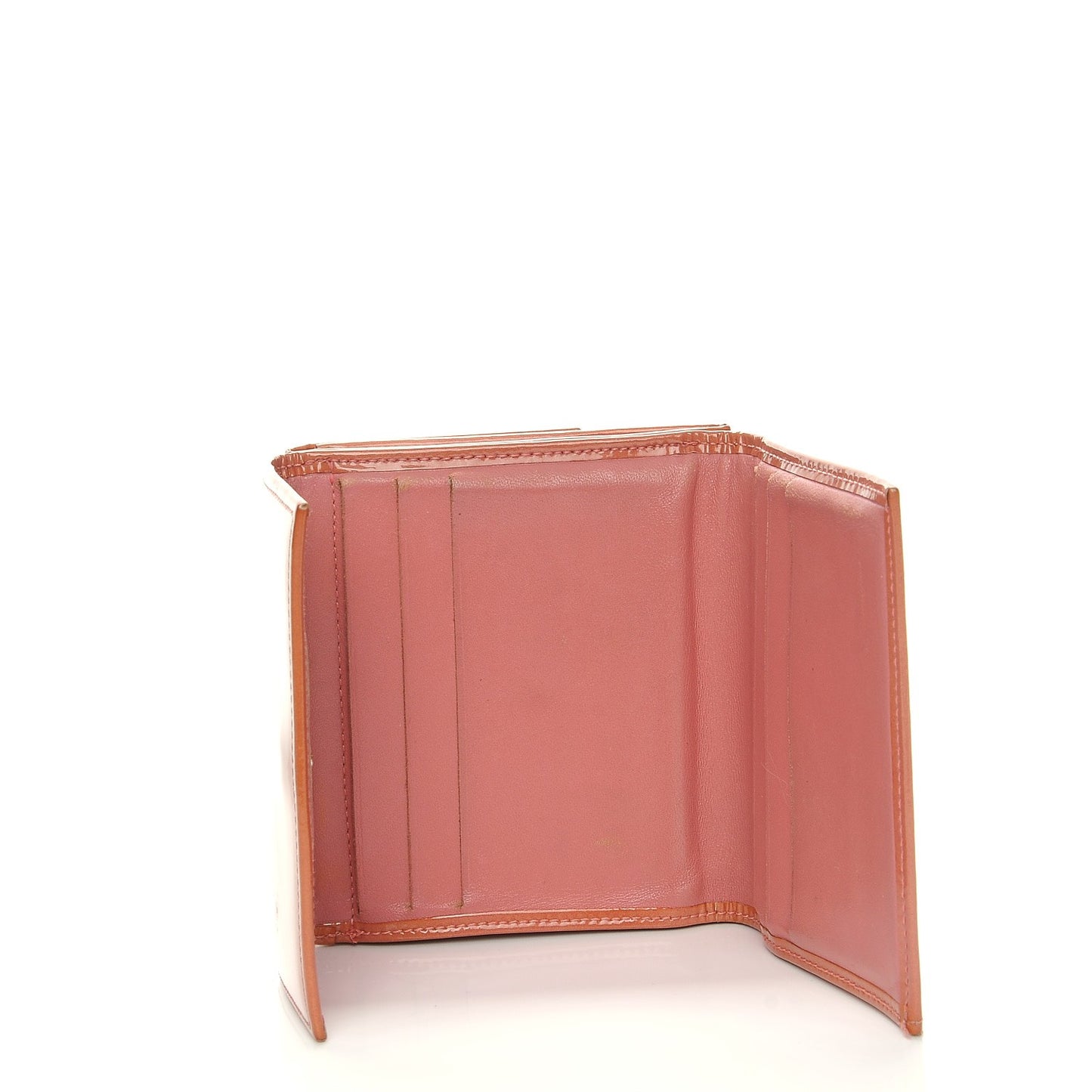 Patent Compact CC Flap Wallet Pink