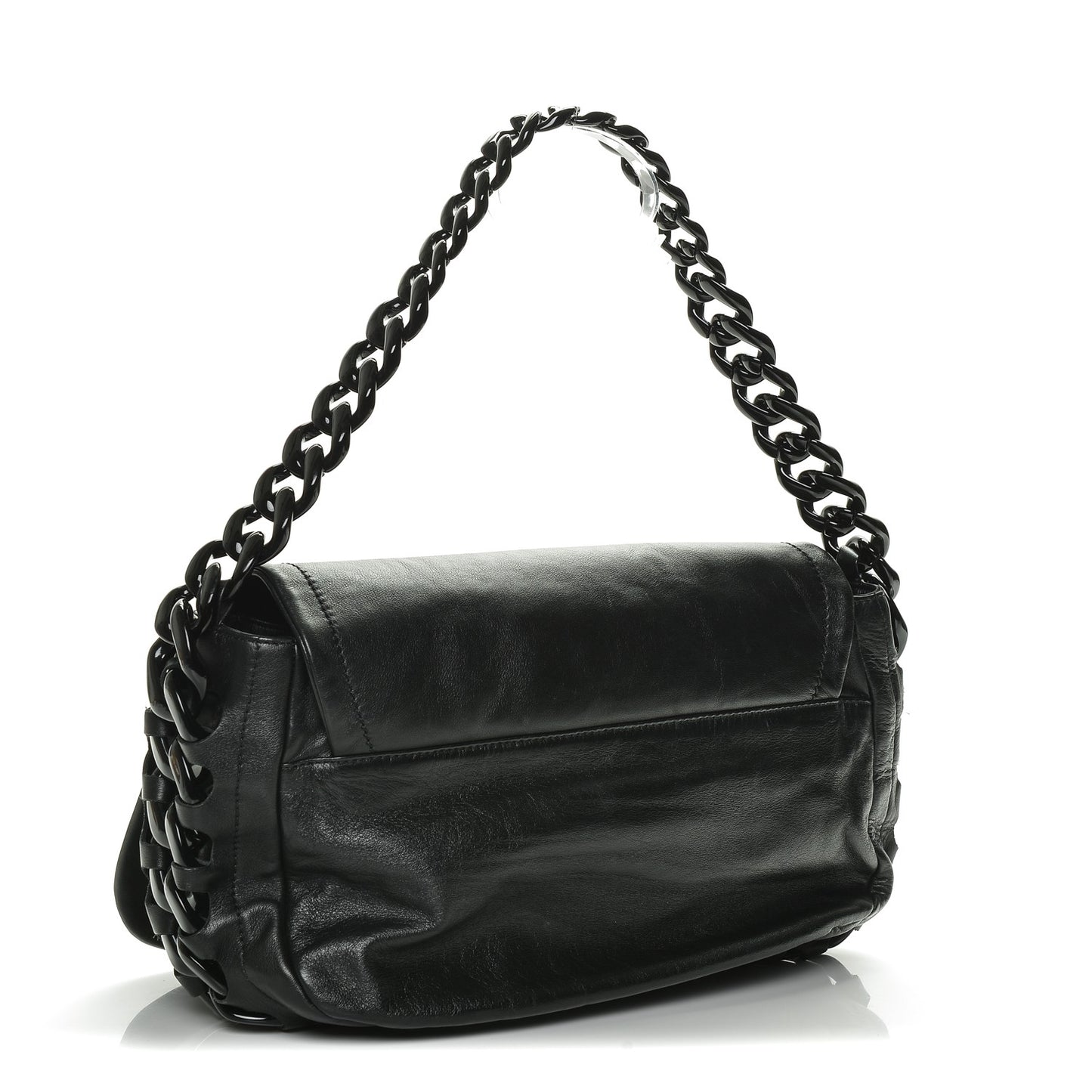 Calfskin Modern Chain Rhodoid Flap Black