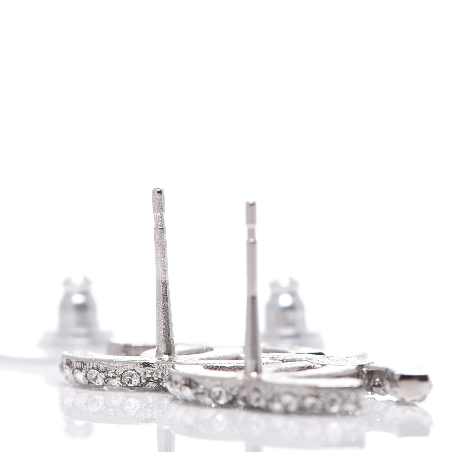 Chanel Crystal CC Earrings Silver 4 of 5