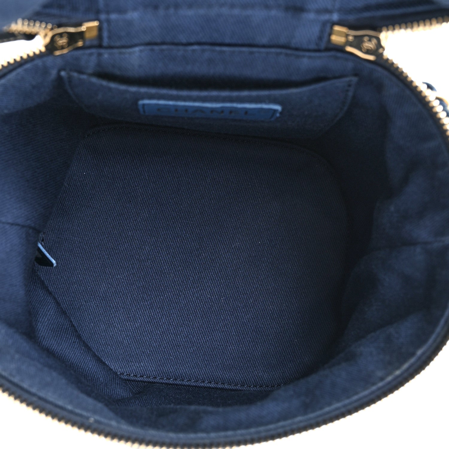 Chanel Denim Quilted Denim Trip Vanity Cosmetic Case Blue 5 of 10