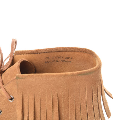 Saint Laurent Suede Mens Fringe Moccasin Bootie 38.5 Brown 10 of 13