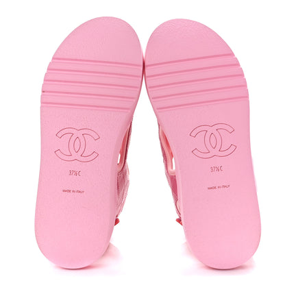 Chanel Goatskin Fabric Gladiator Sandals 37.5 Pink 5 of 10