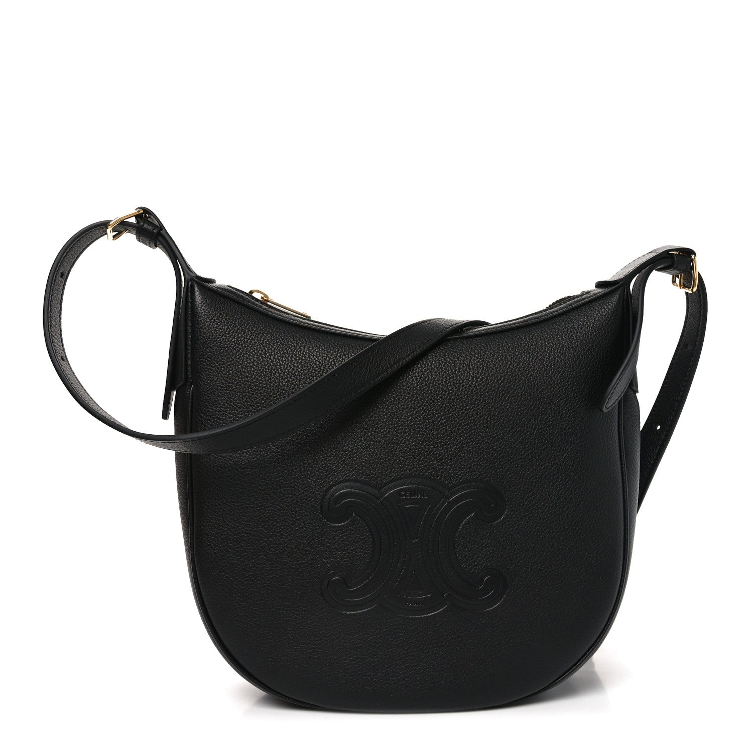 Celine Supple Calfskin Cuir Triomphe Small Heloise Shoulder Bag Black 1 of 11