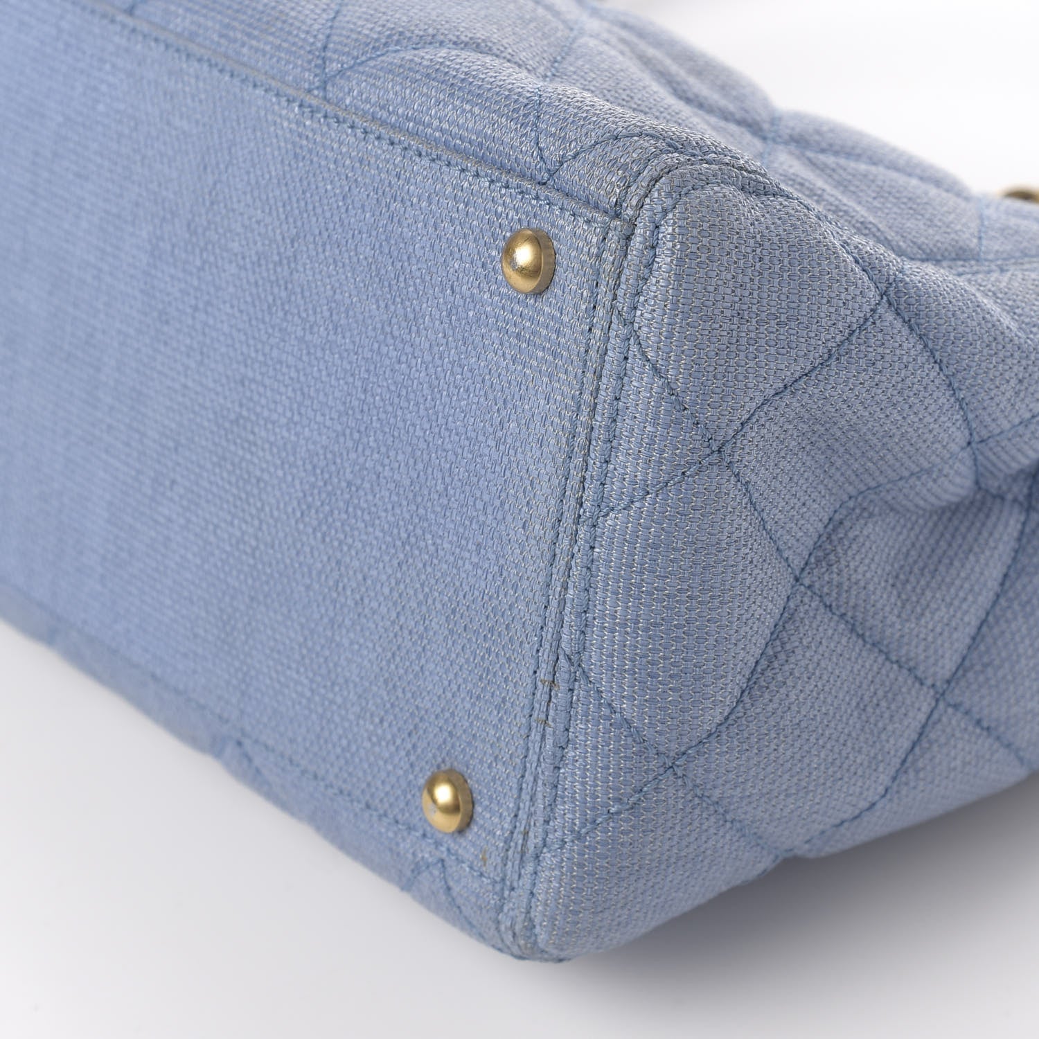 Chanel Woven Straw Quilted Shopping Tote Blue 7 of 13