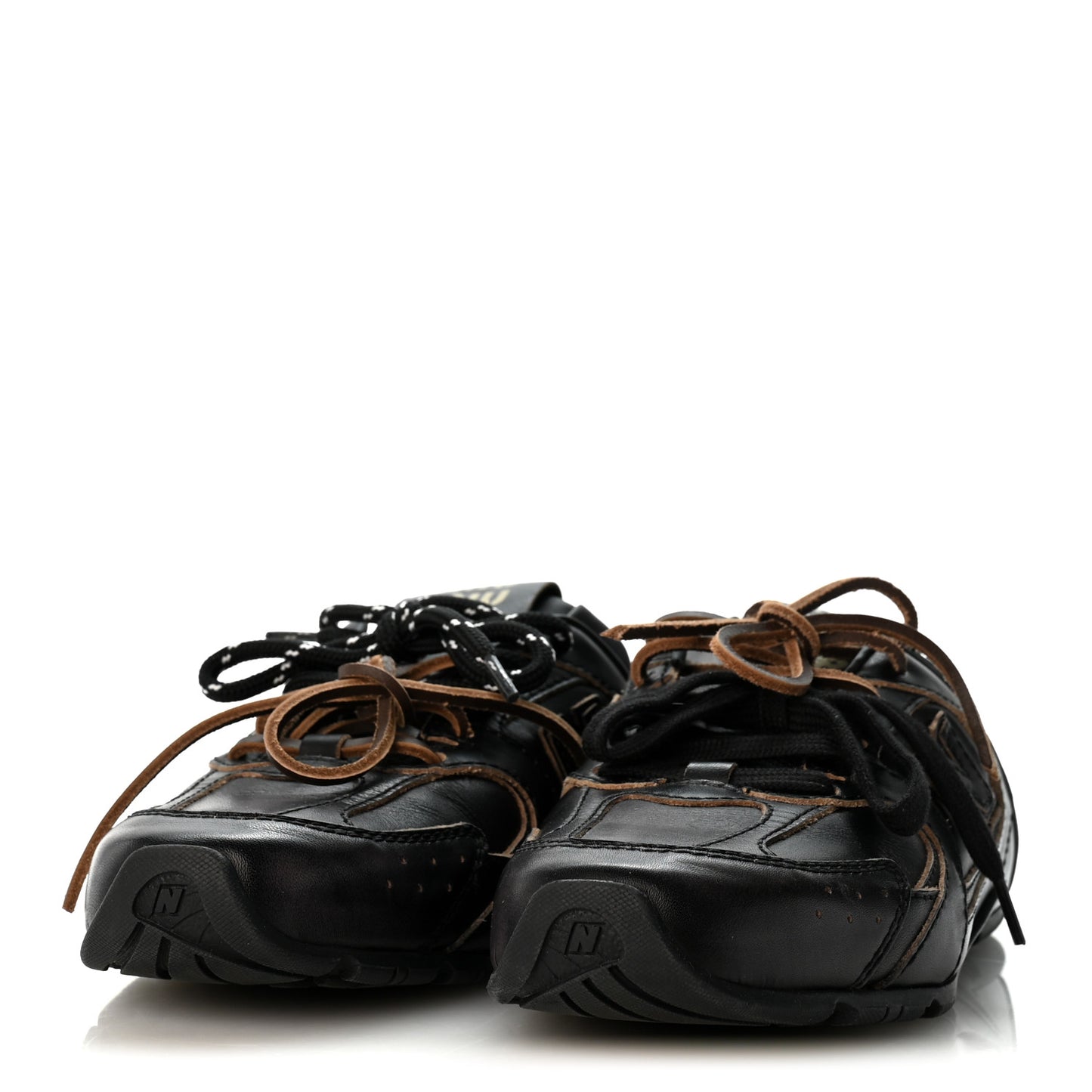X NEW BALANCE Bleached Calfskin 530 SL Slip-On Sneakers Mules 37 Black
