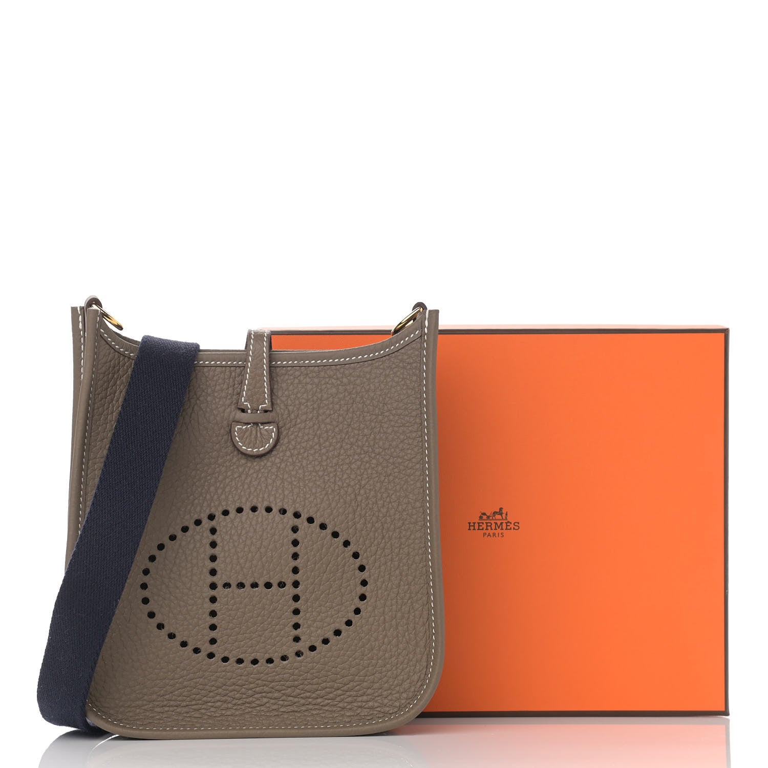 Hermes Taurillon Clemence Amazone Evelyne TPM Etoupe Bleu Indigo 11 of 11