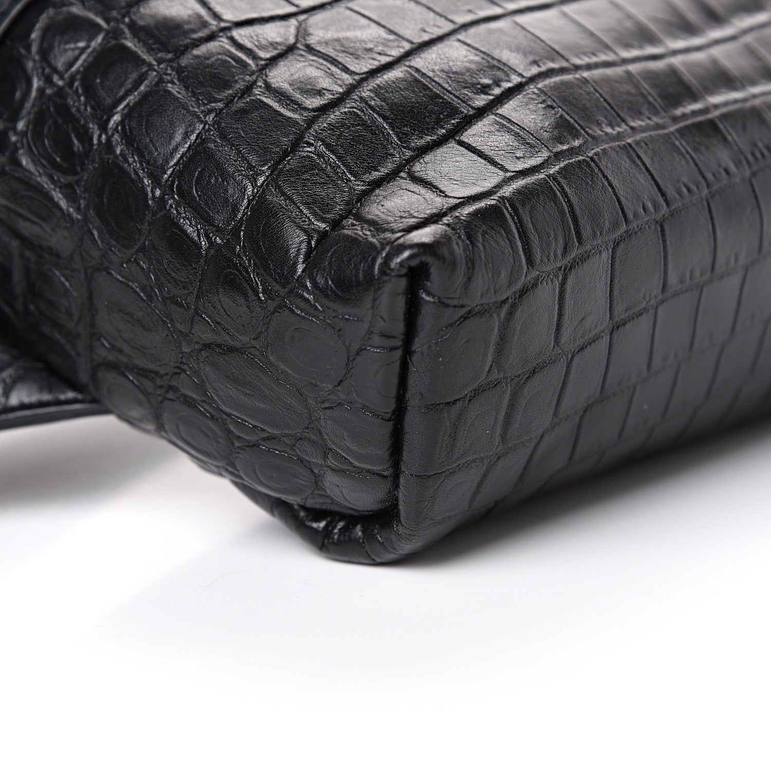 Saint Laurent Calfskin Crocodile Embossed City Belt Bag Black 8 of 10