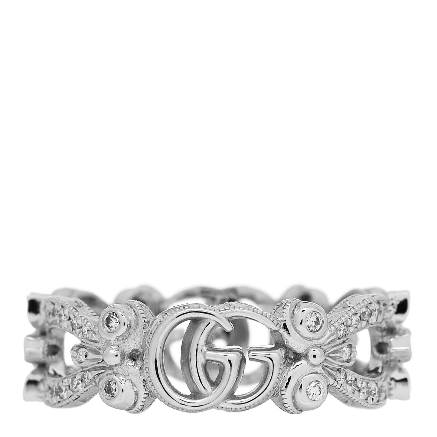 18K White Gold Diamond Flora Pave Ring 53 6.25