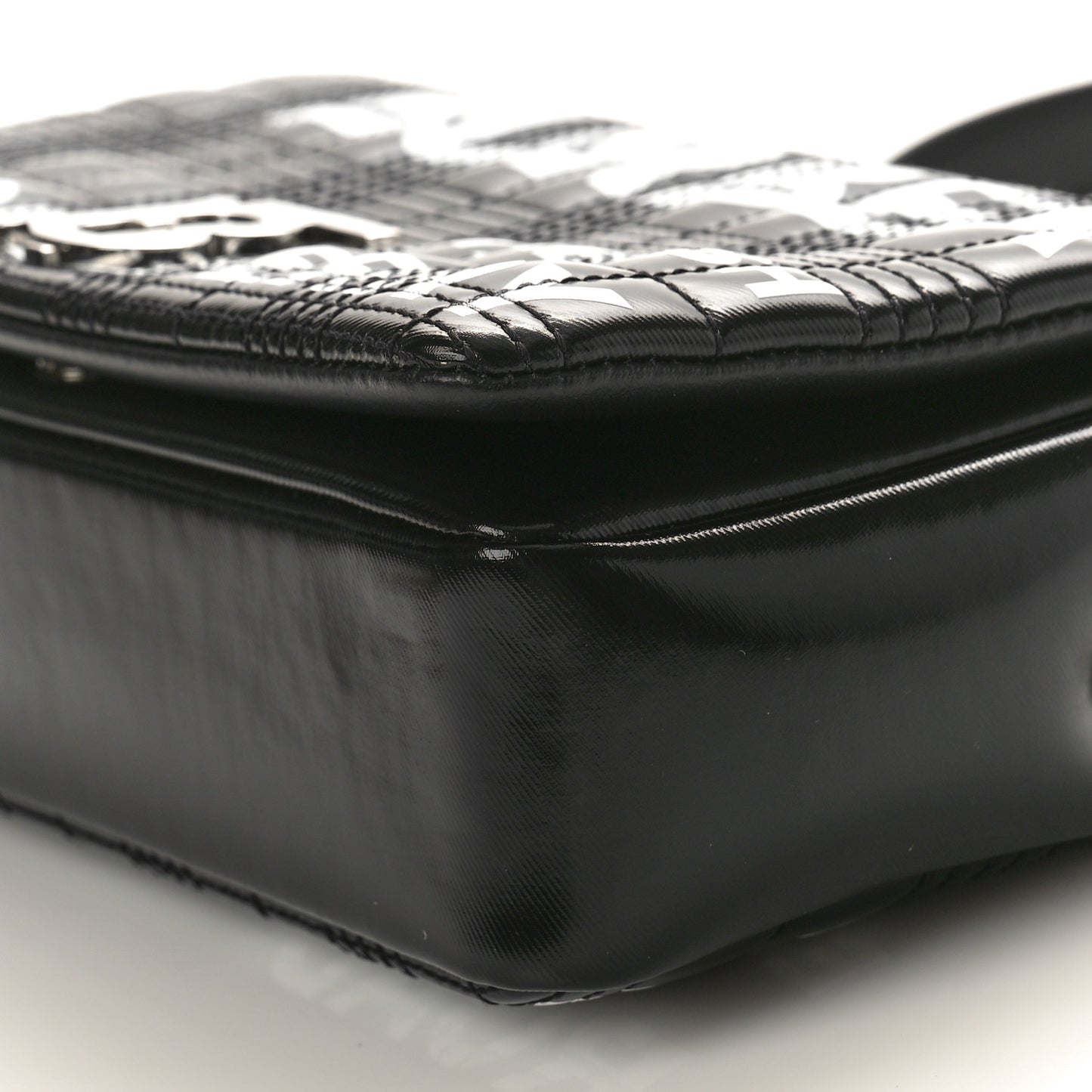 Patent Quilted Horseferry Print Small Lola Bag Black