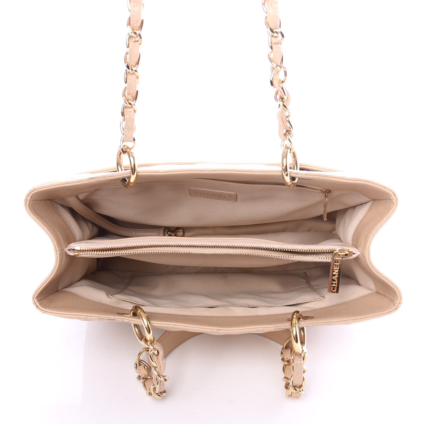 Caviar Quilted Grand Shopping Tote GST Beige Clair