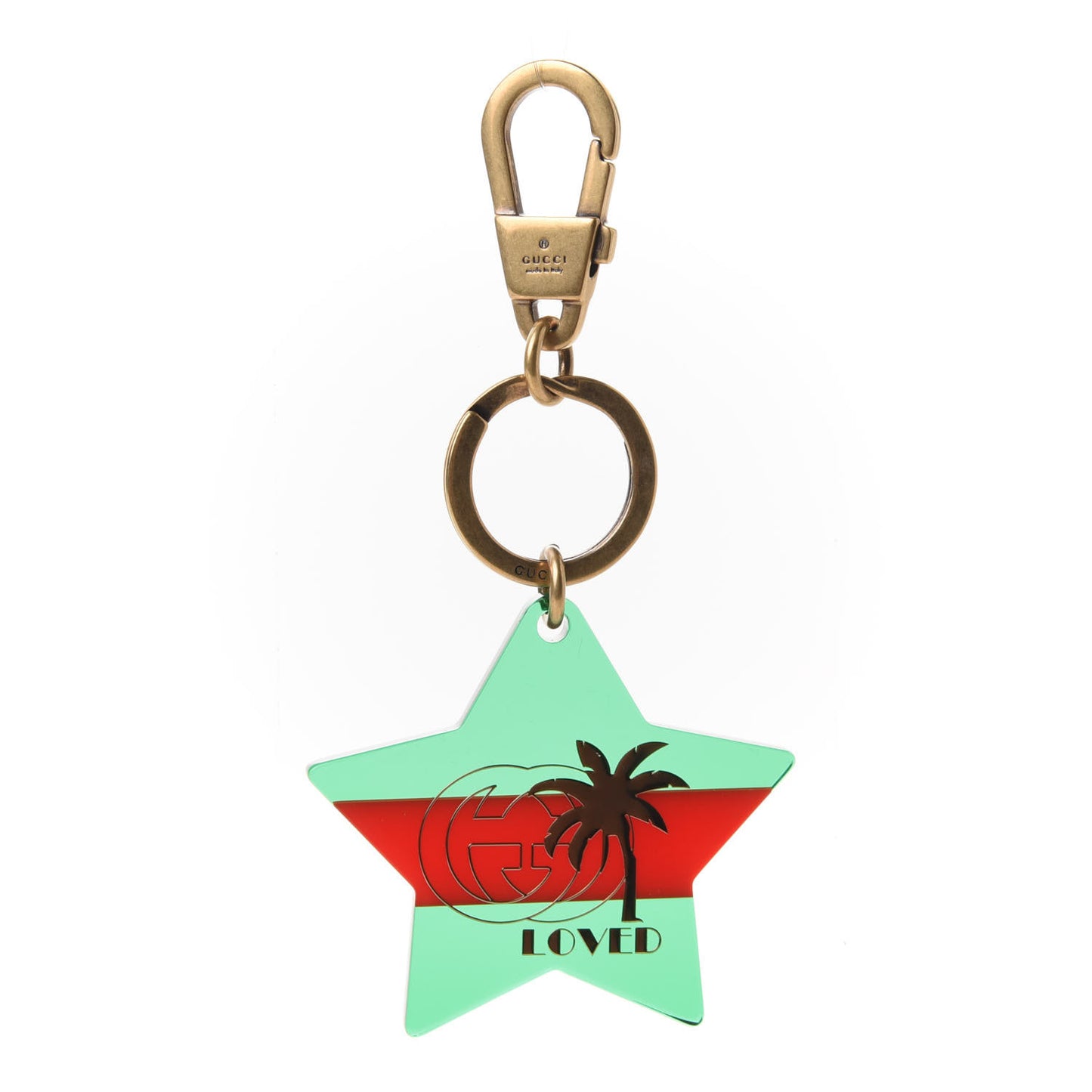 Plexiglass GG Loved Key Charm Green Red