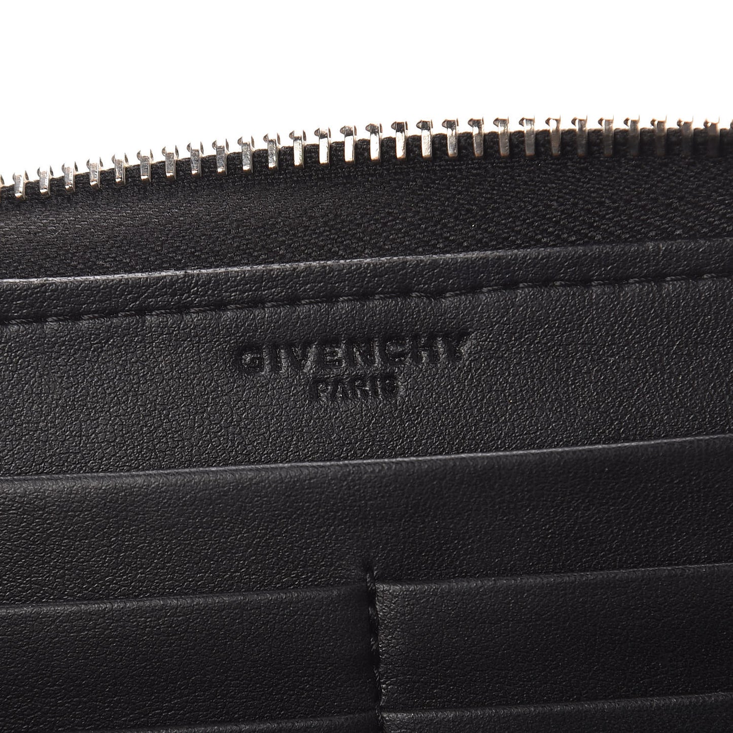 Textured Coated Canvas Magnolia and Moth Print Zip Around Wallet Black