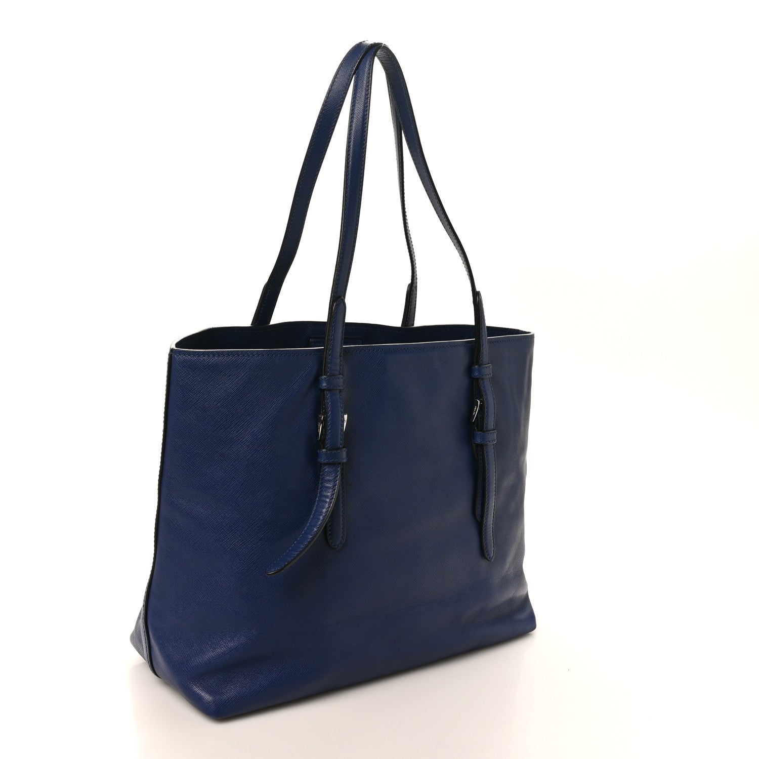 Prada Saffiano Cuir Medium Double Handle Tote Bluette 1817085