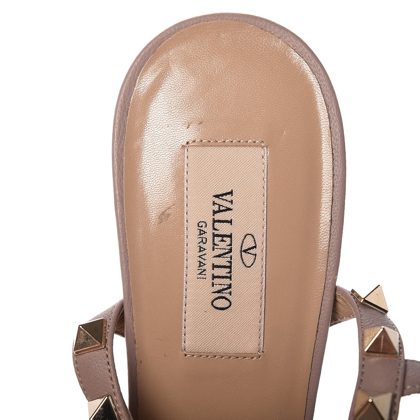 Calfskin Nappa Rockstud Ankle Strap 65mm Pumps 39.5 Light Stone Poudre