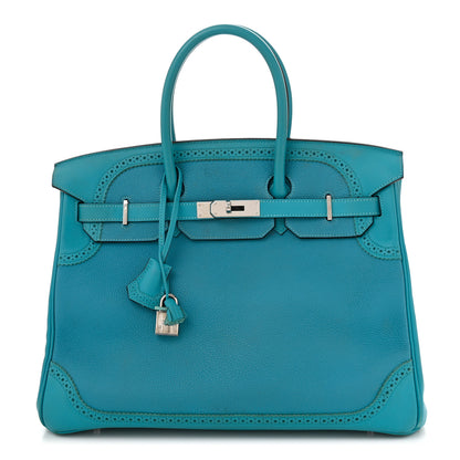 Hermes Togo Swift Ghillies Birkin 35 Turquoise 1 of 12