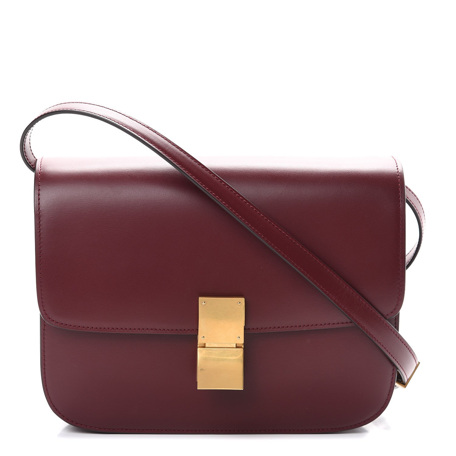 Celine Box Calfskin Medium Classic Box Flap Bag Burgundy 1 of 11
