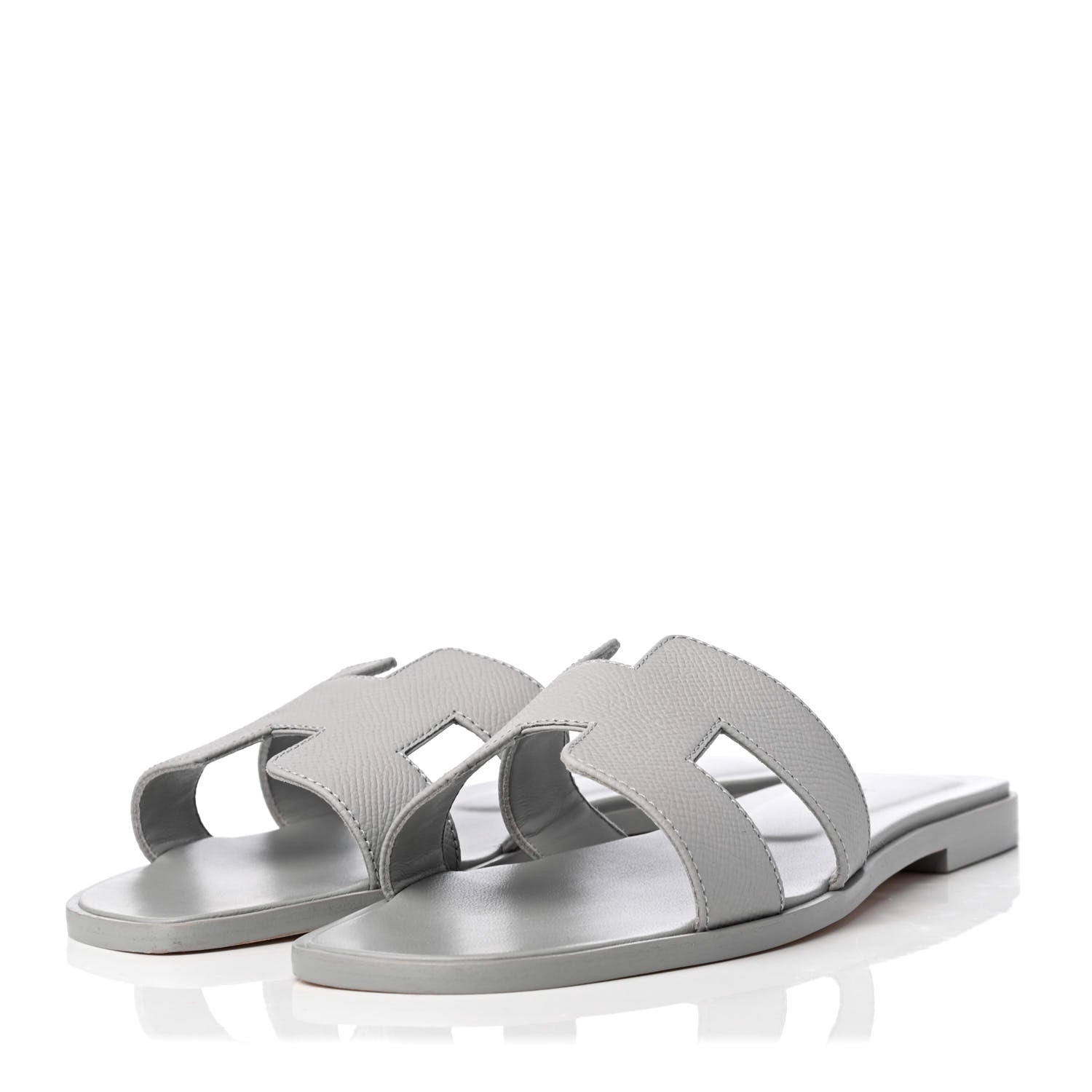 Hermes Epsom Oran Sandals 38 Bleu Glacier 3 of 8