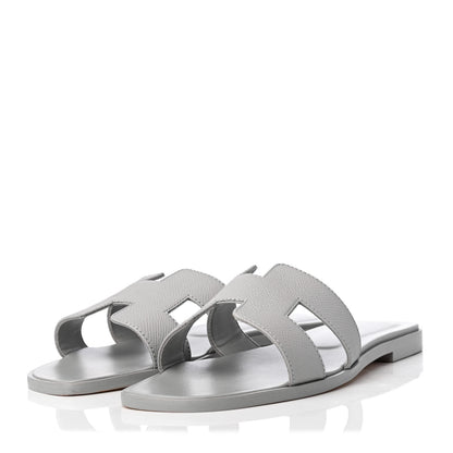 Hermes Epsom Oran Sandals 38 Bleu Glacier 3 of 8