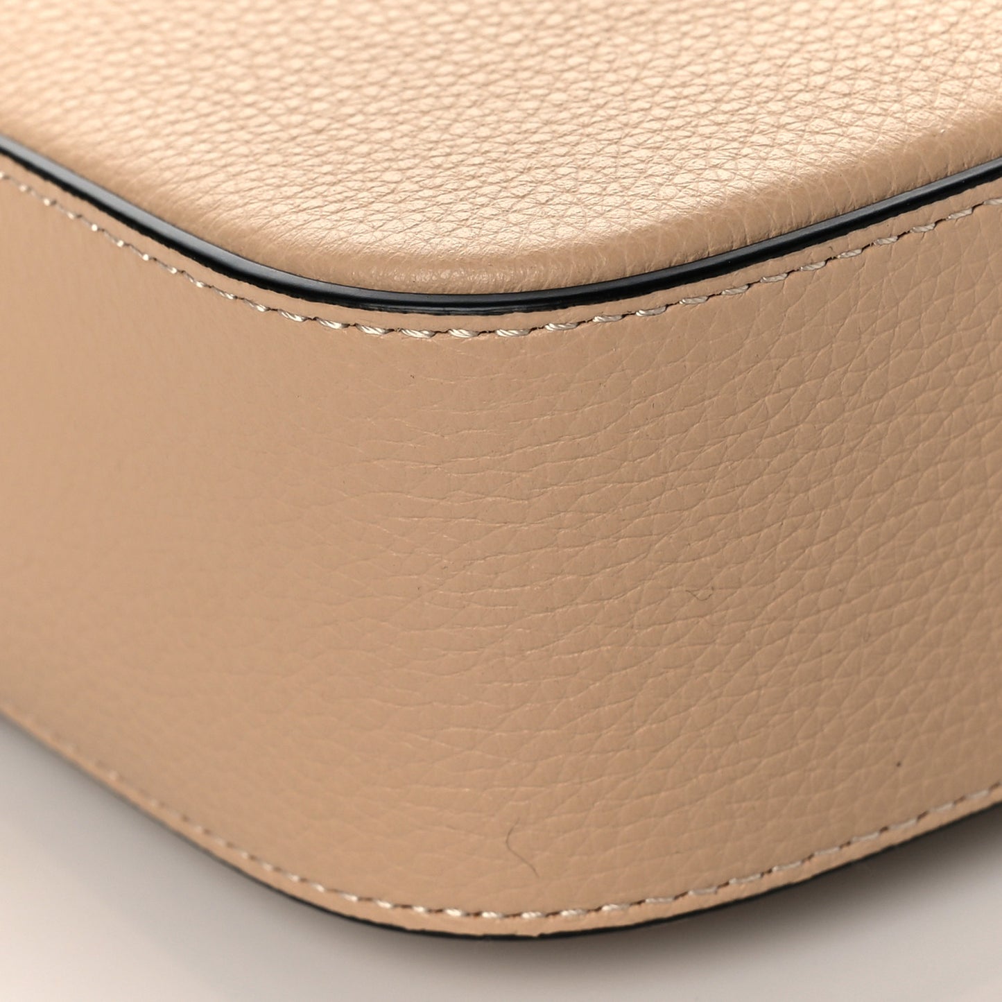 Grainy Calfskin Virtus Small Camera Bag Beige