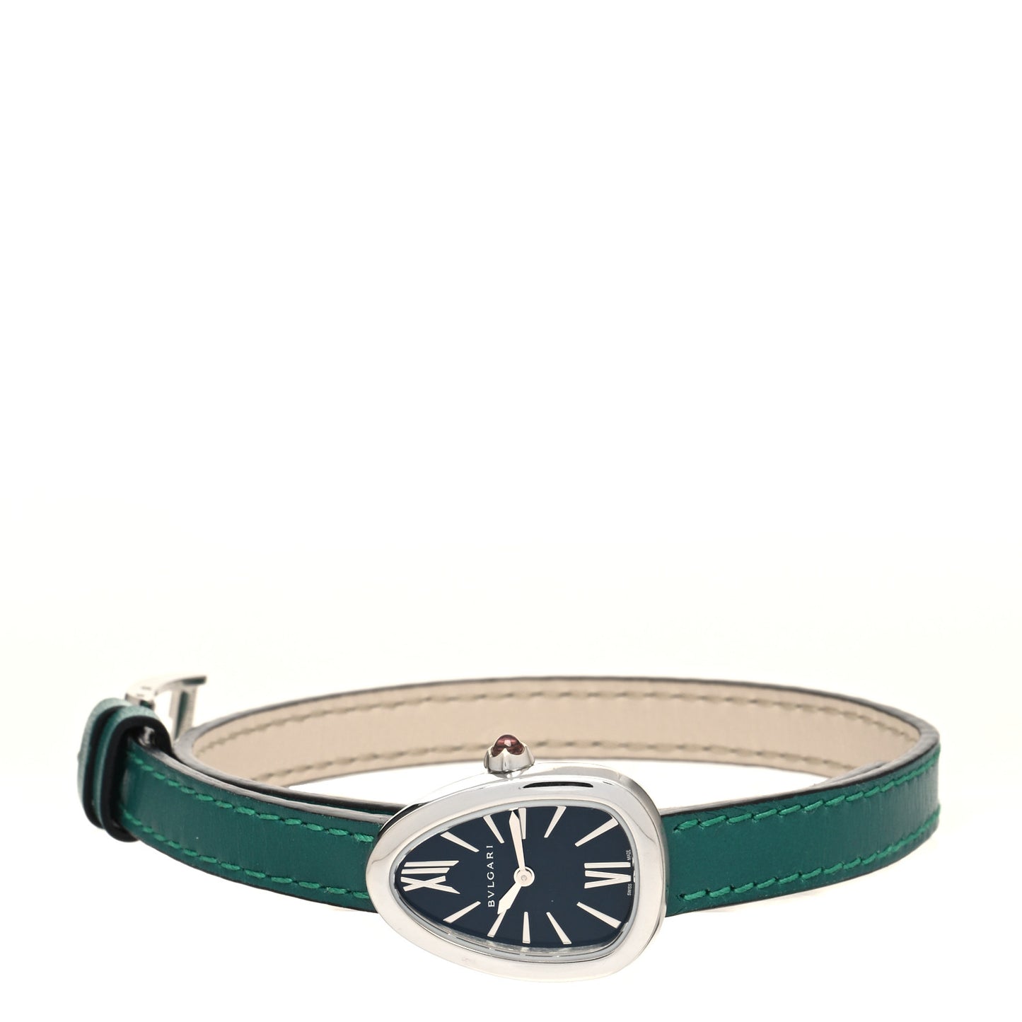 Stainless Steel Calfskin 20mm Serpenti Double Wrap Quartz Watch
