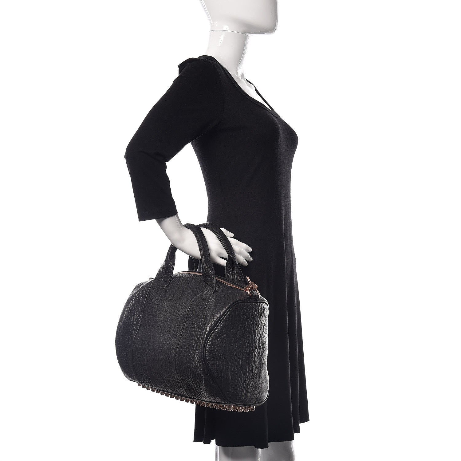 Alexander Wang Pebbled Lambskin Rocco Black Rose Gold Hardware 2 of 9