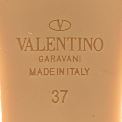 Valentino Garavani Grained Calfskin Rockstud Ankle Strap Espadrille 15/105mm Wedge Sandals 37 Cuoio Natural 6 of 11