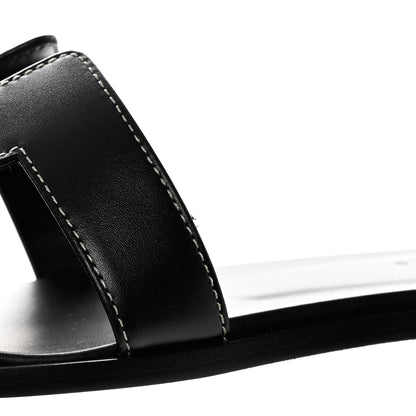 Hermes Box Calfskin Oran Sandals 38 Black 9 of 10