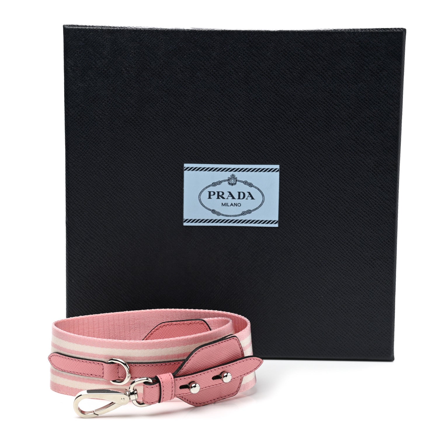 Prada Vitello Daino Striped Fabric Shoulder Strap Petalo 6 of 6