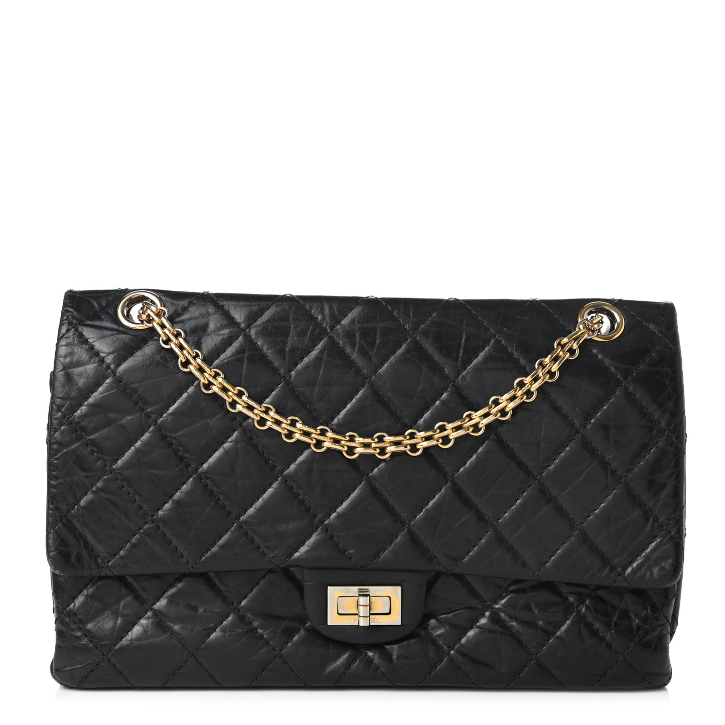 Aged Calfskin Quilted 2.55 Reissue 226 Flap Navy Blue