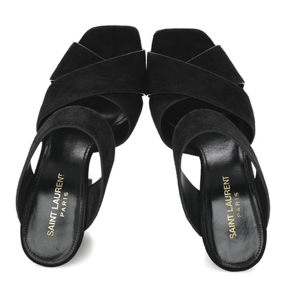 Saint Laurent Suede Oak 100 Mule Sandals 37 Black 2 of 9