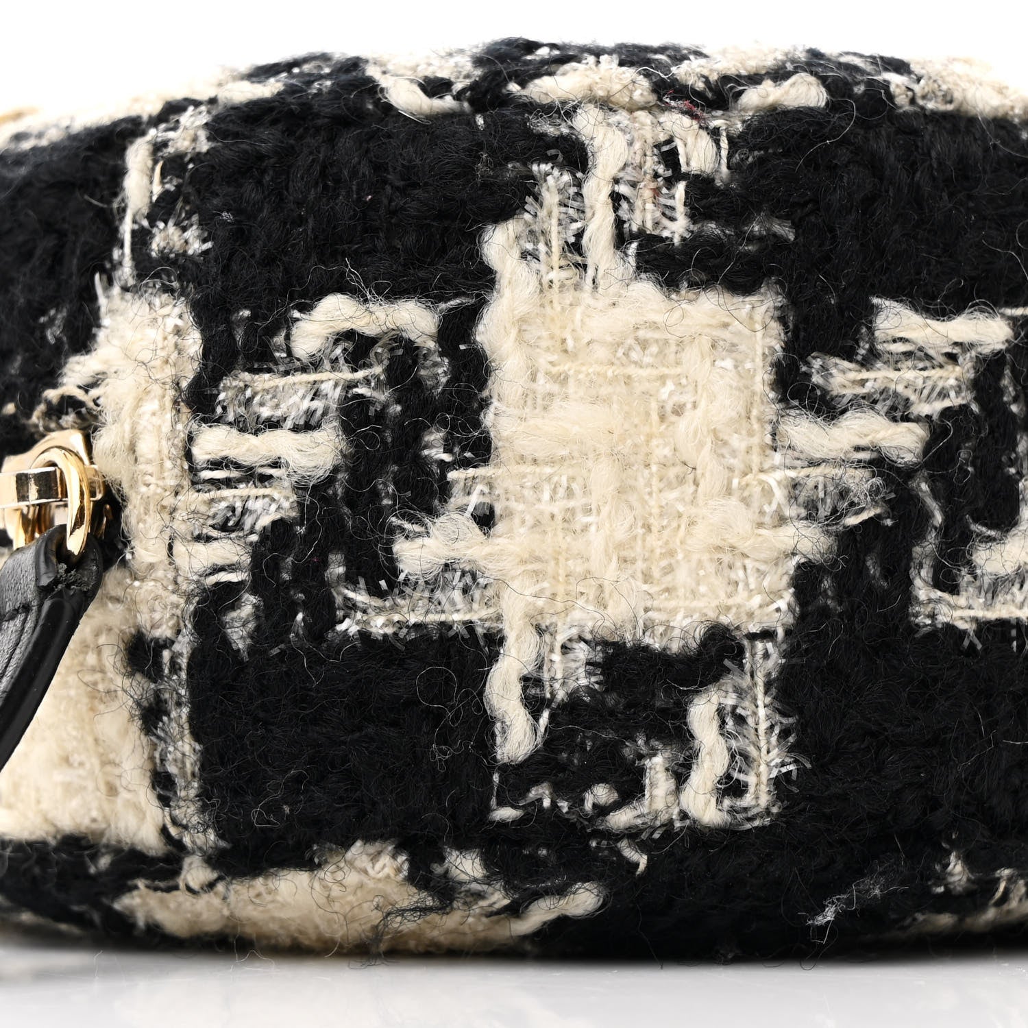 Chanel Wool Tweed Lambskin Quilted Chanel 19 Round Clutch With Chain and Coin Purse Black White 9 of 10