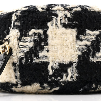 Chanel Wool Tweed Lambskin Quilted Chanel 19 Round Clutch With Chain and Coin Purse Black White 9 of 10