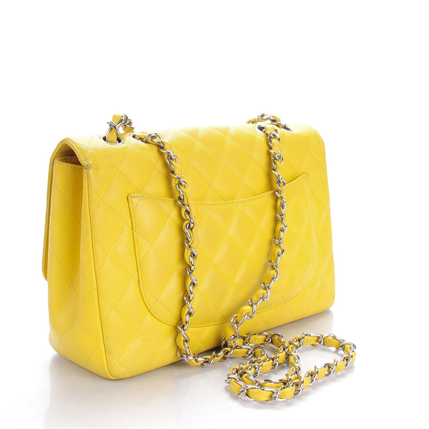 Caviar Quilted Jumbo Single Flap Yellow