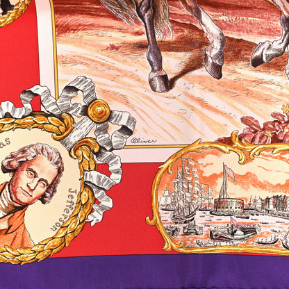 Hermes Silk Marquis De Lafayette Scarf 90 Violet Rouge Rose Poudre 6 of 6