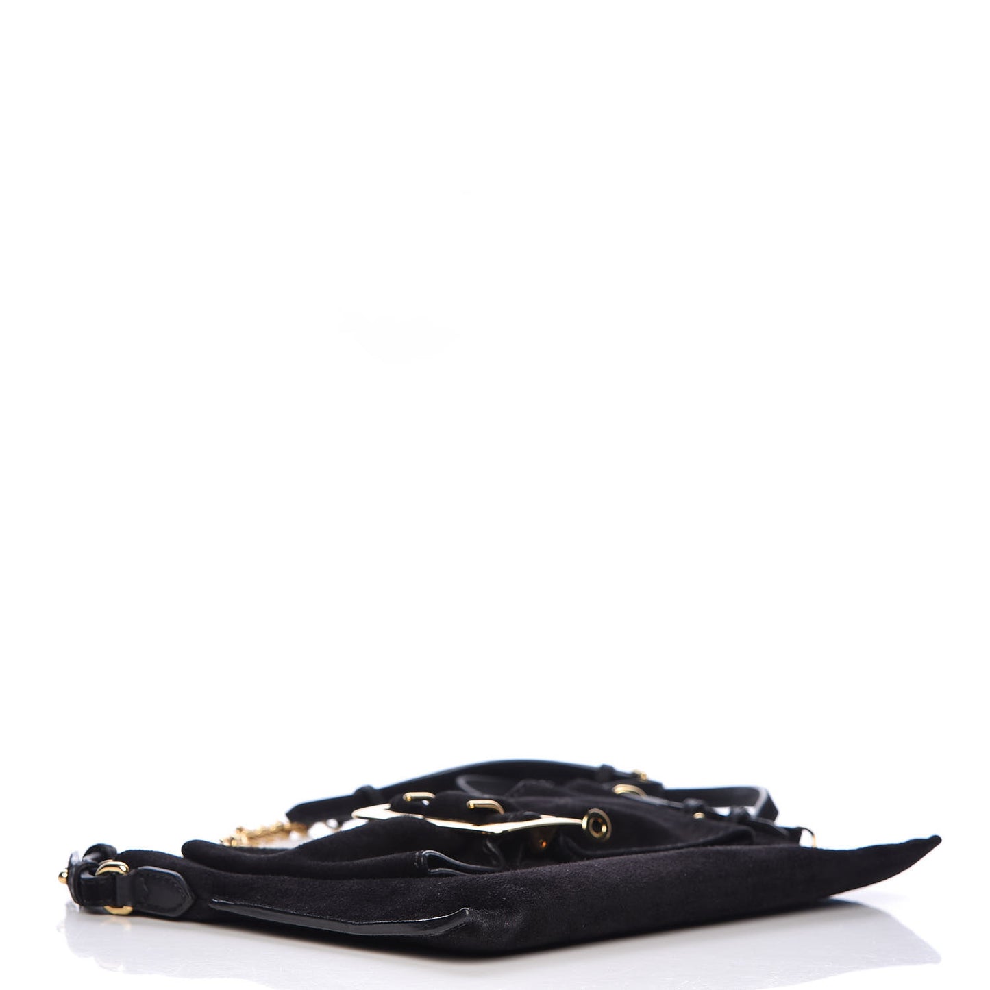 Suede Bow Buckle Crossbody Bag Black