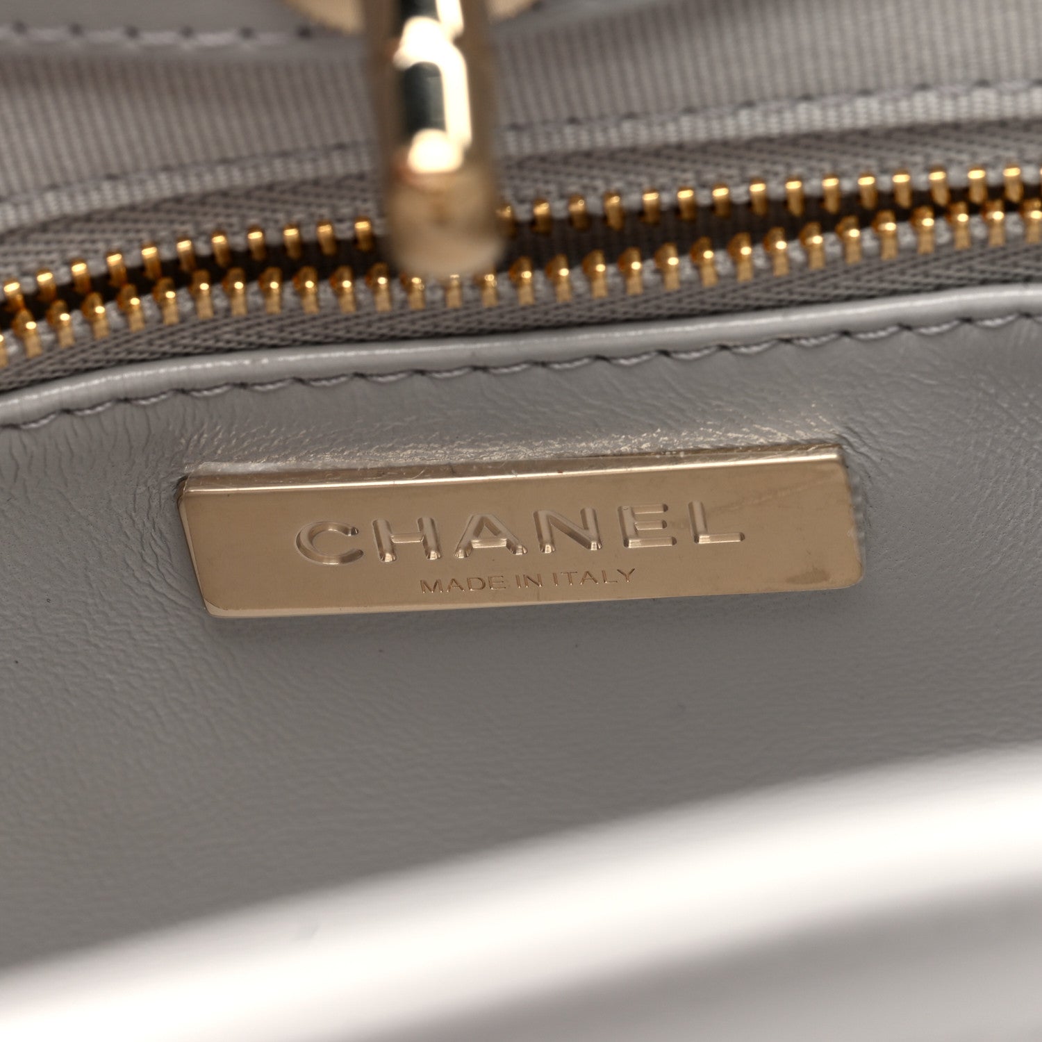 Chanel Shiny Crumpled Lambskin Quilted Mini 31 Shopping Bag Grey 6 of 10
