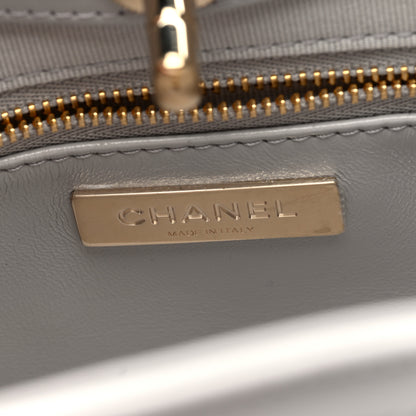 Chanel Shiny Crumpled Lambskin Quilted Mini 31 Shopping Bag Grey 6 of 10