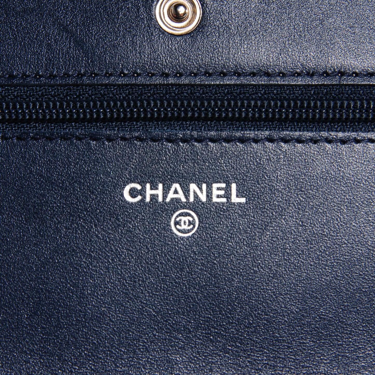 Calfskin Quilted Cambon Wallet On Chain WOC Navy