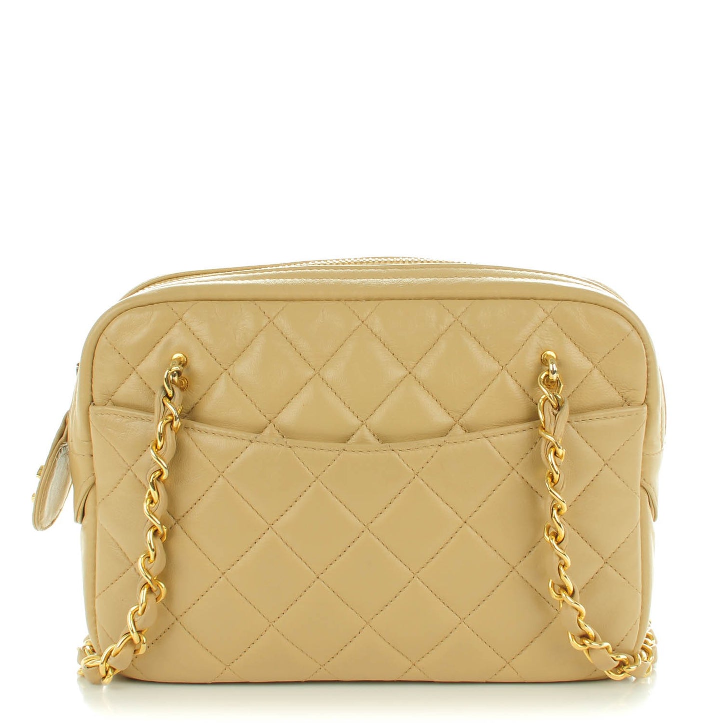 Lambskin Quilted Camera Case Beige