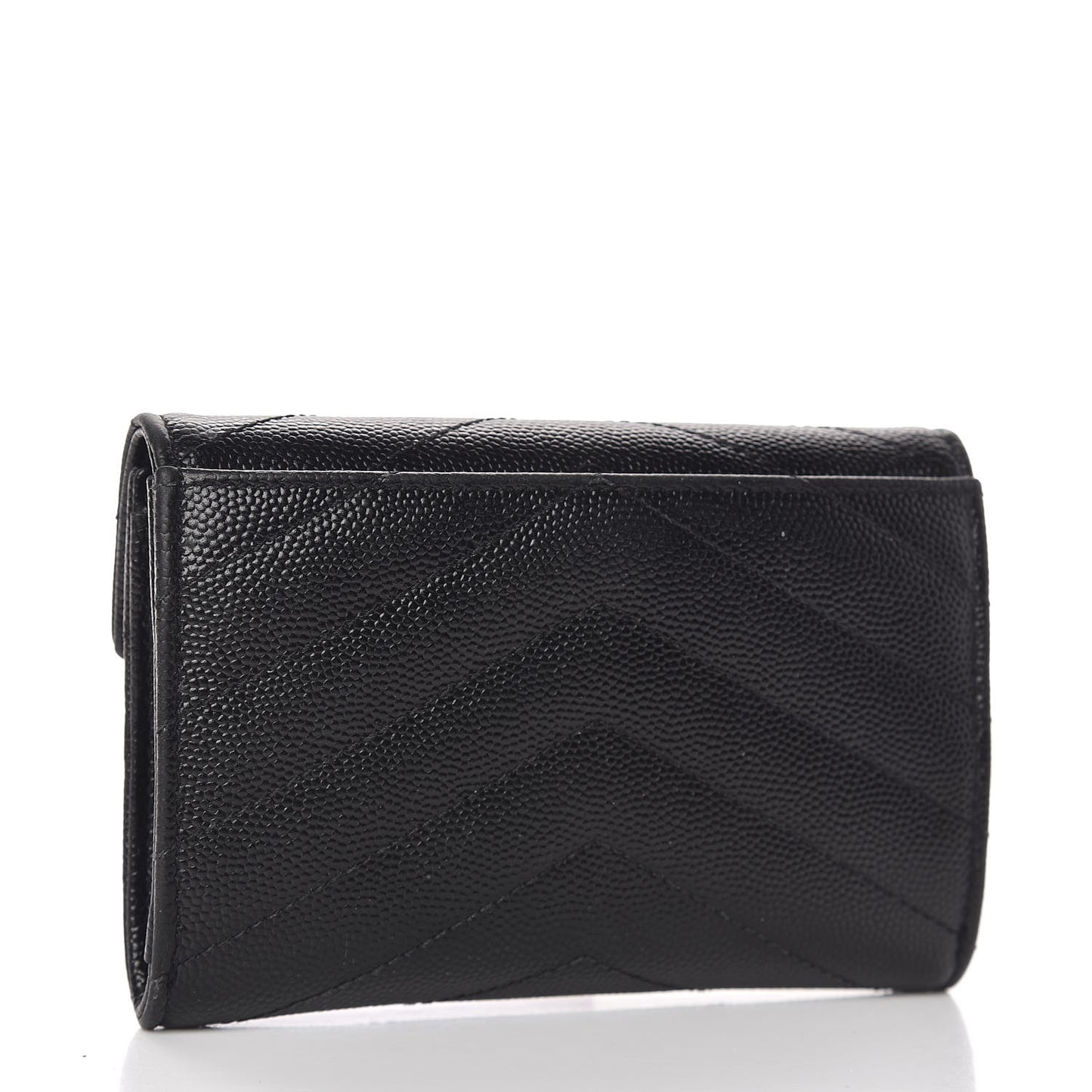 Grain De Poudre Matelasse Chevron Small Monogram Envelope Wallet Black