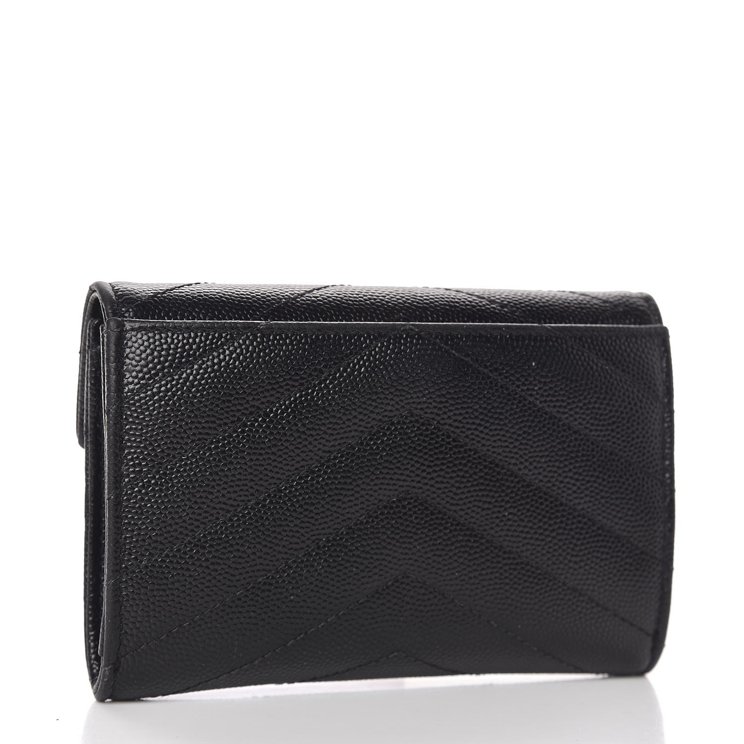 Saint Laurent Grain De Poudre Matelasse Chevron Small Monogram Envelope Wallet Black 3 of 7