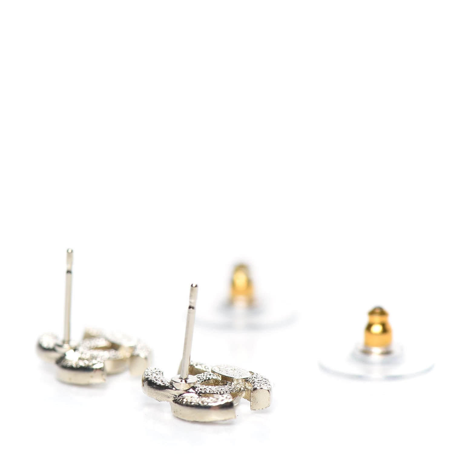 Chanel Crystal CC Earrings Gold 4 of 5