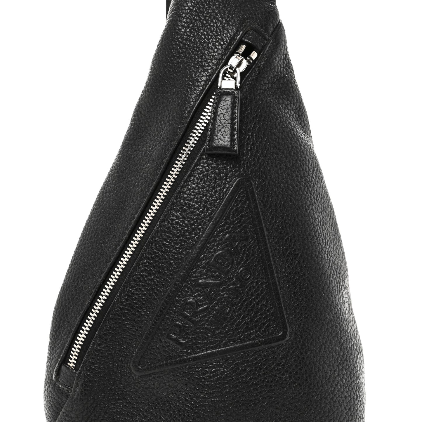 Vitello Daino Logo Embossed Cross Sling Backpack Black