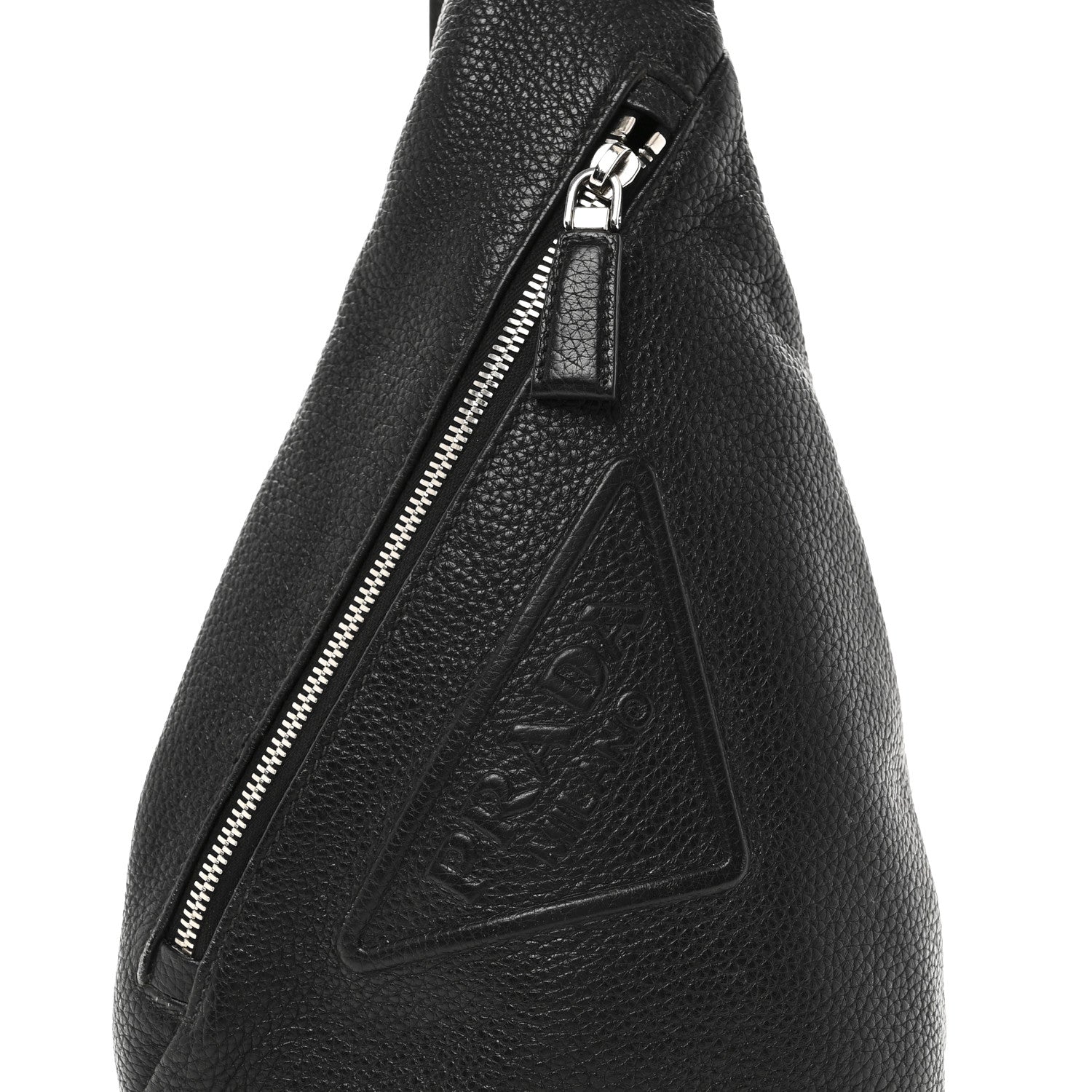 Prada Vitello Daino Logo Embossed Cross Sling Backpack Black 7 of 9