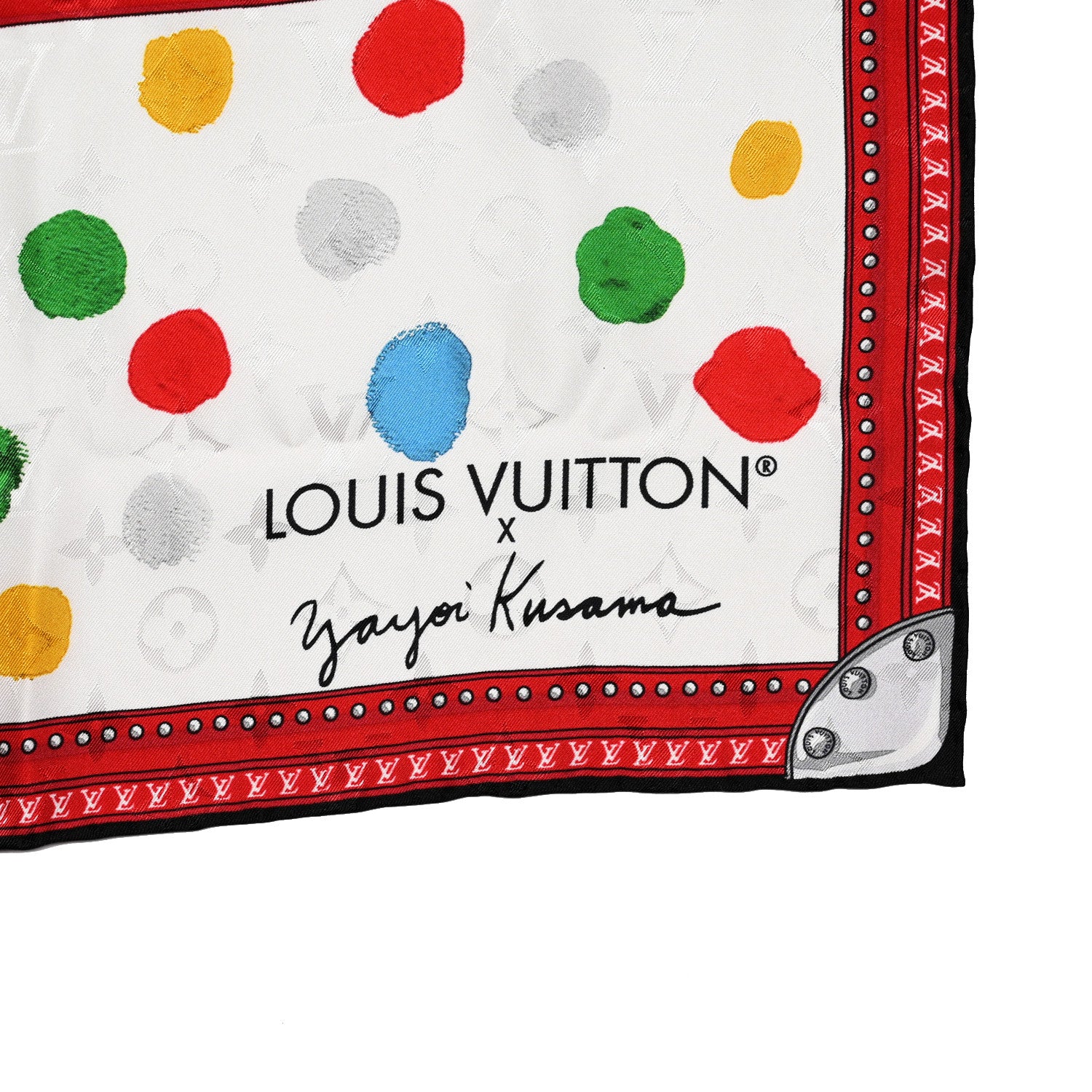 Louis Vuitton LV X YK Silk Monogram Dots Scarf 90 White 2 of 4