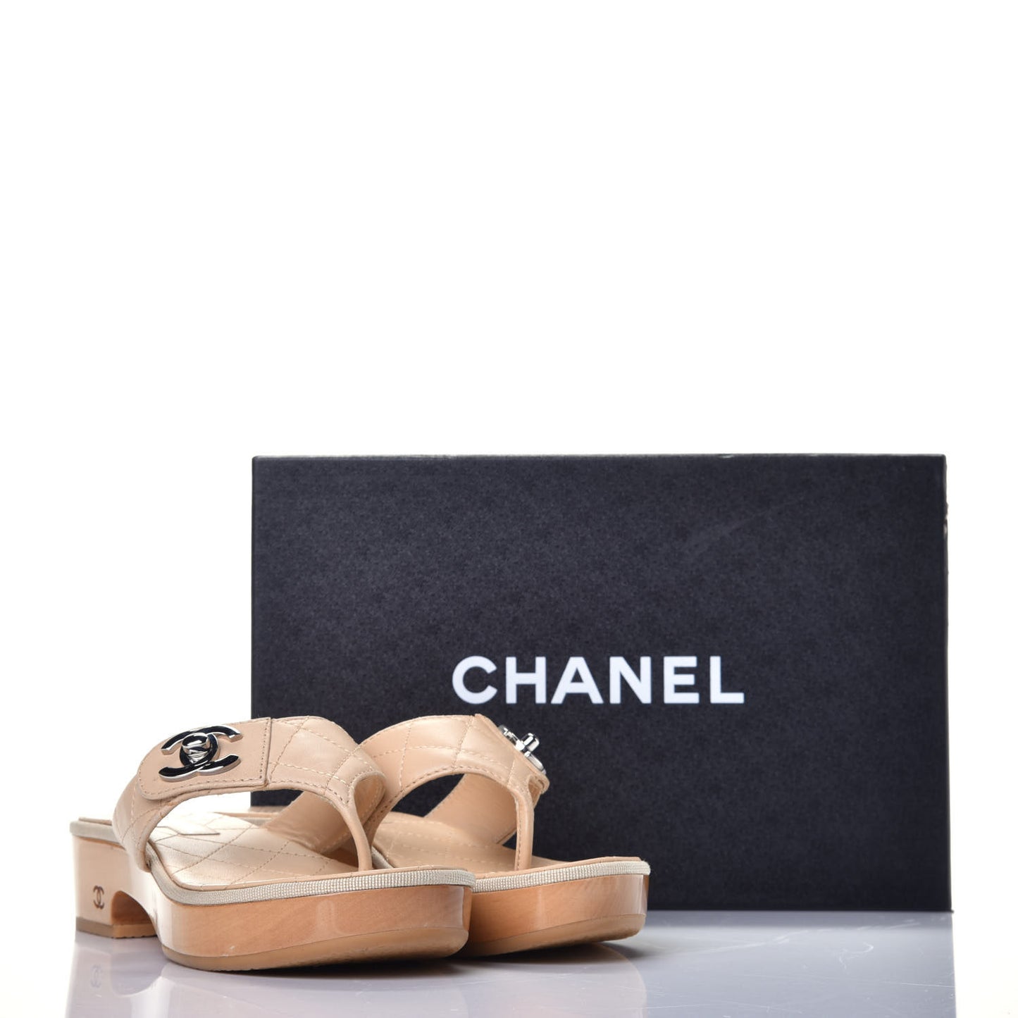 Lambskin Quilted CC Turnlock Sandals 37 Beige