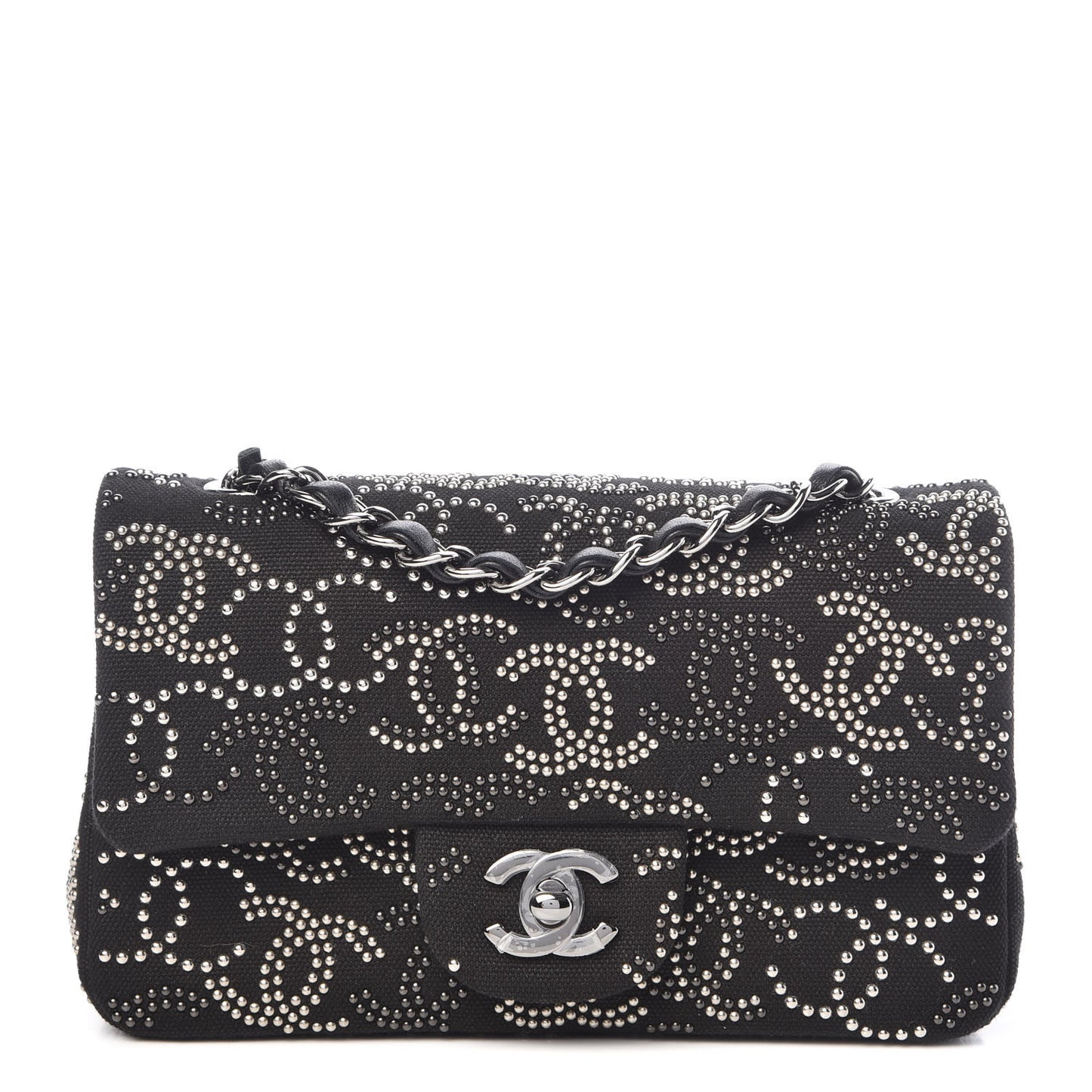 Canvas Studded Mini Rectangular Flap Black