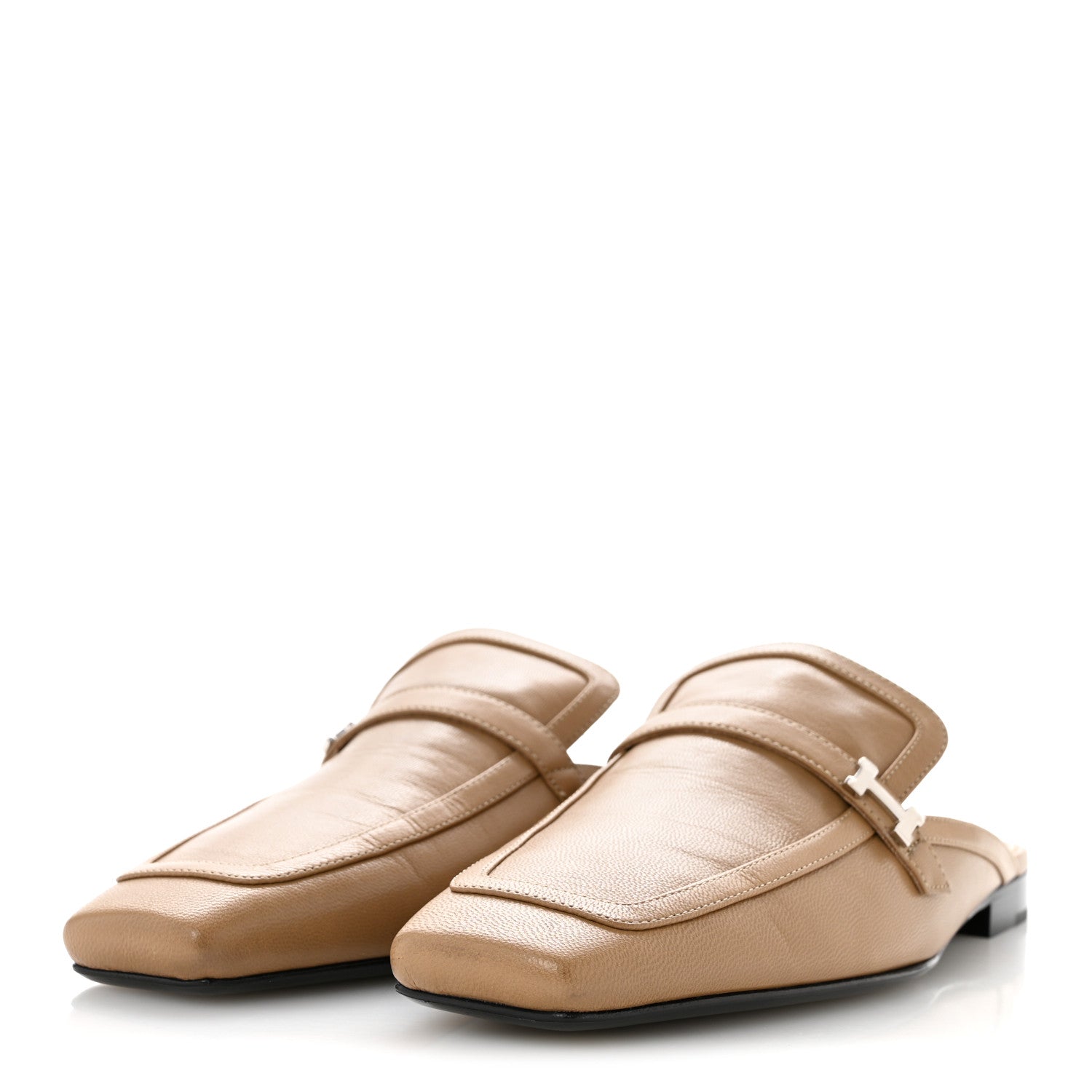 Hermes Goatskin Groupie Mules 40.5 Beige Argile 4 of 11